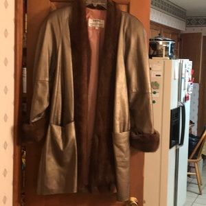 DERO leather and mink swing coat